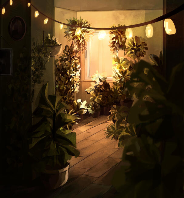 Olive room illustration